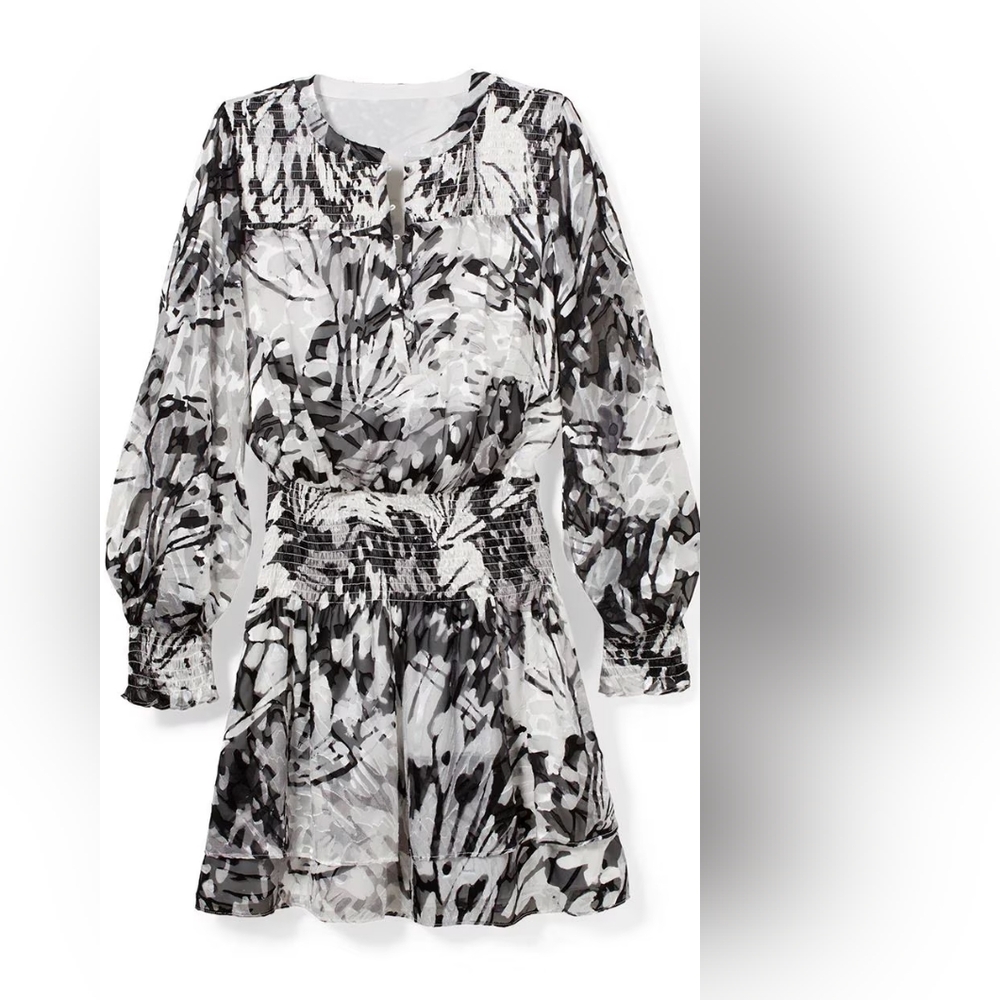NWT- White House Black Market Smocked Blouson Dress